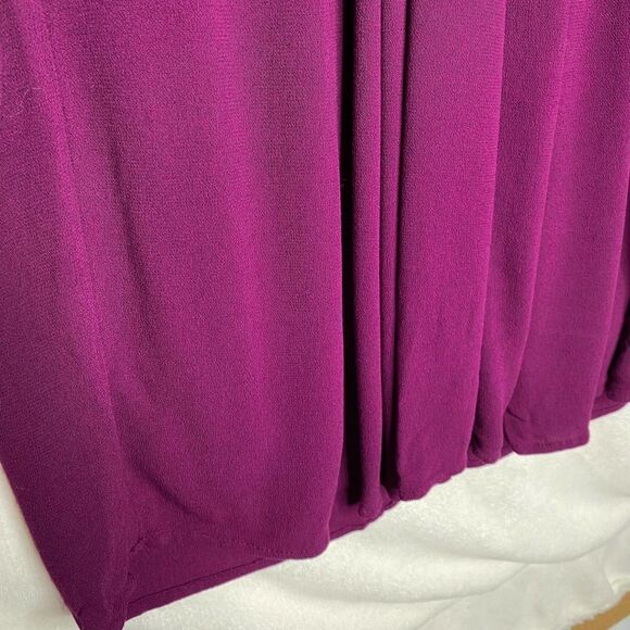 Old Navy Long Sleeve Pleated Mini Tunic Shift Dress Lined Purple Small Tie Neck - Picture 7 of 10